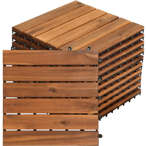 Jopassy Piastrella in legno di acacia 30 x 30 Piastrelle a incastro Piastrelle per balconi Piastrelle per terrazze Piastrelle in legno per terrazze Sistema a incastro Per esterni 88x