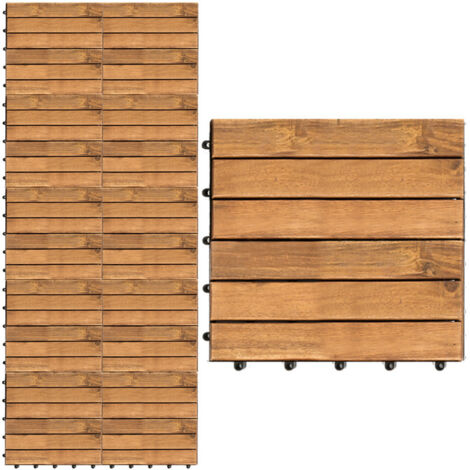 Jopassy Piastrella in legno di acacia 30 x 30 Piastrelle a incastro Piastrelle per balconi Piastrelle per terrazze Piastrelle in legno per terrazze Sistema a incastro Per esterni 99x
