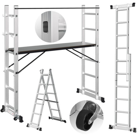 Jopassy Ponteggio a piattaforma multifunzionale 4 in 1 Portata fino a 150 kg,argento (1/5)