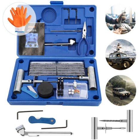 SWANEW 73 pezzi Kit riparazione pneumatici universali Riparazione foratura pneumatici per auto camion moto
