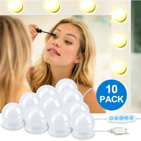 Kit Luce LED Da 10 Piedi Per Specchio Trucco Stile Hollywood, Dimmerabile, Autoadesivo, IP65