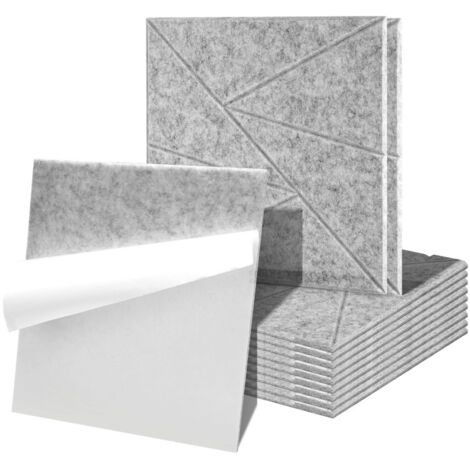 SWANEW Pannelli acustici 12 stuks Triangolo quadrato Grigio chiaro Poliestere autoadesivo ad alta densità (1/5)