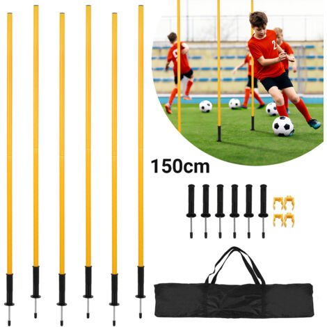Jopassy Set di 6 pali per agilità, pali da slalom da calcio da 1,5 m, kit di allenamento per agilità giallo (1/5)