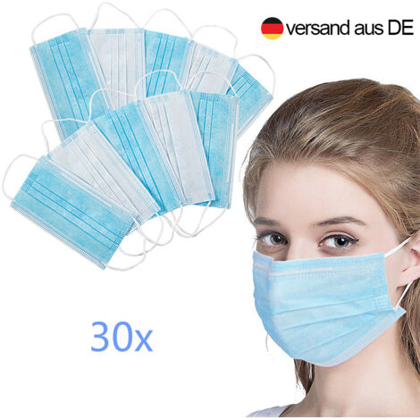 SWANEW Confezione da 30 Maschere chirurgiche mediche Maschere protettive Maschere monouso Colore blu navy BFE≥98% 3 strati (1/4)