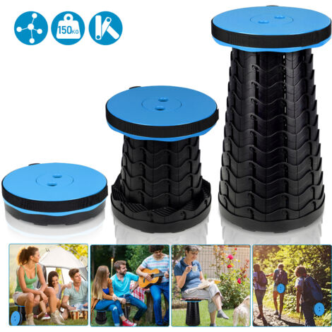 Sgabello portatile pieghevole Generazione retrattile sgabello da campeggio per la pesca/BBQ/attività all'aperto 150kg carico, blu (1/5)
