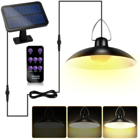 SWANEW Lampada solare da esterno. lampadario solare a doppia testa IP65 impermeabile con telecomando per giardino 1 cavo testa 3 m Bianco caldo (1/5)