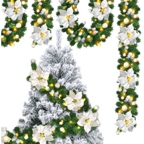 SWANEW 2.7 metri di scala decorata con luci a ghirlanda a LED per una decorazione d'ornamento d'argento (1/5)