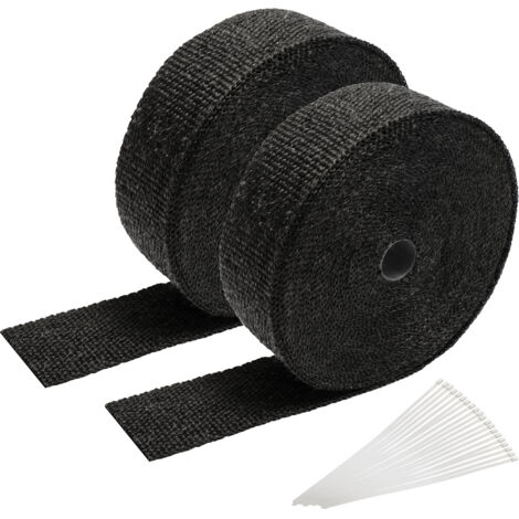 SWANEW 2x 15M Titanio isolamento termico nastro tubo di scarico nero con 24 fascette metalliche (1/5)
