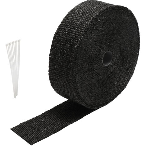 SWANEW 15M Titanio Aislamiento Térmico Cinta Tubo de Escape Negro Con 12 Bridas Metálicas (1/5)