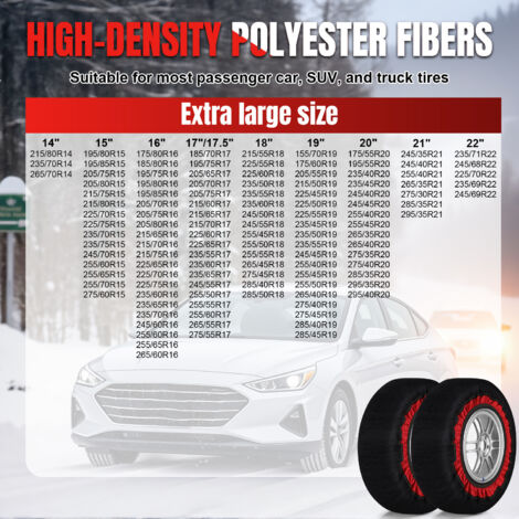 Jiubiaz 2 paia di coperture antineve rinforzate in tessuto per pneumatici, coperture in fibra di poliestere con fasce elastiche, coperture antineve per auto, SUV, pickup e camion taglia XL (1/5)