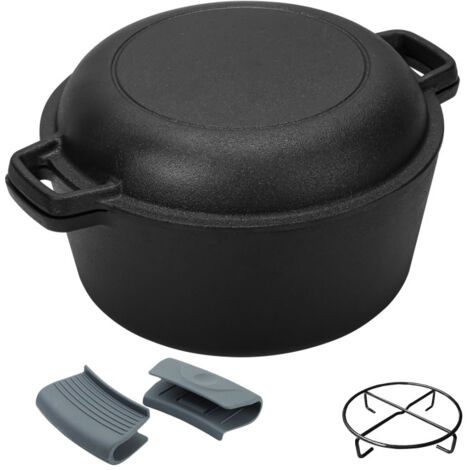 SWANEW Dutch Oven Casseruola in ghisa Casseruola Dutch Oven Casseruola in ghisa da 4.6 litri con manici in silicone e supporto in metallo (1/3)