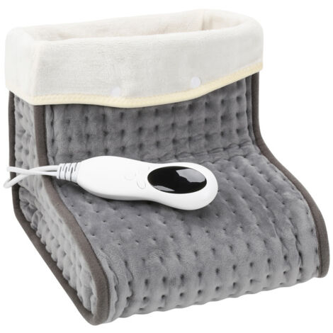 Scaldapiedi Elettrico Morbido Peluche – 6 Temperature + Timer 90 Minuti, Lavabile, Protezione Surriscaldamento, Grigio