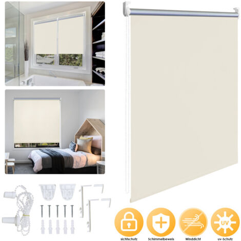 Tenda a rullo termo oscurante con comando laterale senza perforazione. montaggio singolo. 50 cm x 160 cm. beige