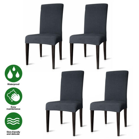 Set di 4 coprisedie universali allungabili - Moderno - Grigio (1/5)