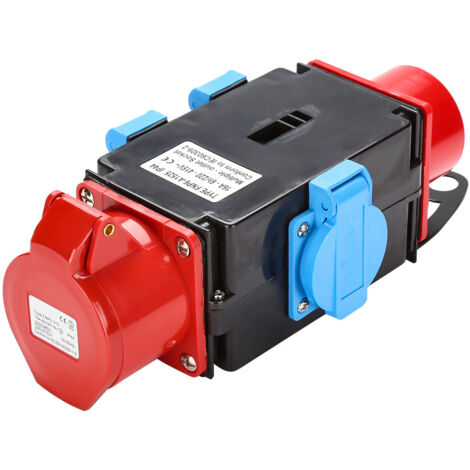 SWANEW Adattatore CEE 400V / 16A + 3 x 230V 5 pin IP44 Con coperchi incernierati di sicurezza Per cantieri edili