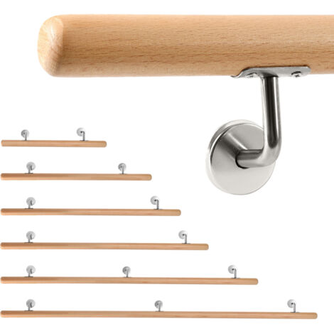 SWANEW Corrimano in faggio 80cm supporto per balaustra con supporto angolato