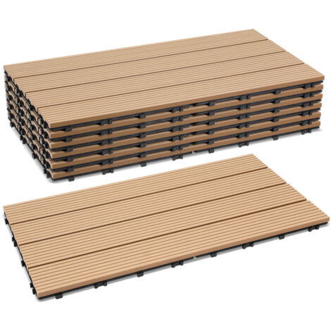 SWANEW Lastra per terrazza Piastrelle in legno per giardino, Piastrelle per terrazza 30x60 cm, Impermeabile, Sistema a clic Beige 6pz