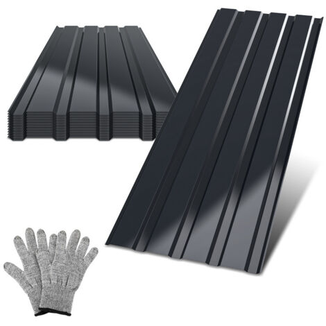 12x Lamiere profilate ondulate per rivestimento pareti e tetto di casetta da giardino, grigio, 115 cm x 45 cm = 6 m²