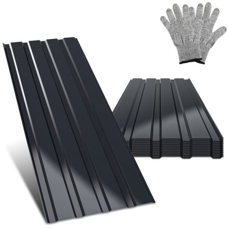 24x Lamiere profilate ondulate per rivestimento pareti e tetto di casetta da giardino, grigio, 115 cm x 45 cm = 12 m²