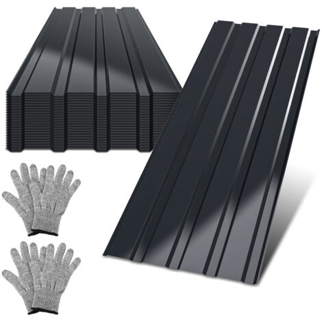 36x Lamiere profilate ondulate per rivestimento pareti e tetto di casetta da giardino, grigio, 115 cm x 45 cm = 18 m²