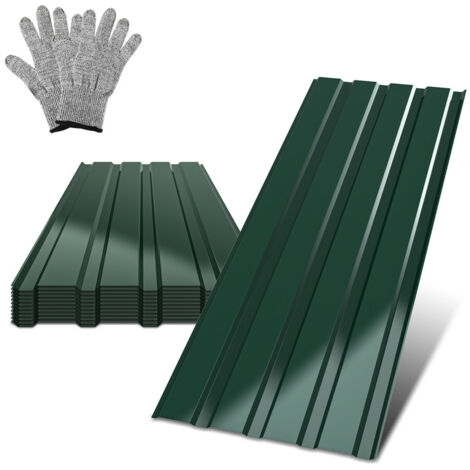 24x Lamiere profilate ondulate rivestimento parete tetto riparo da giardino, verde, 115 cm x 45 cm = 12 m²