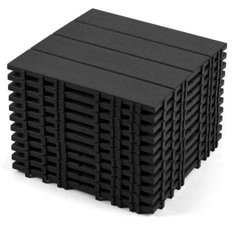 Jopassy 11 Piastrelle per patio, Piastrelle in plastica per pavimenti con sistema a clic per giardini, 30x30 cm, marrone (1/5)
