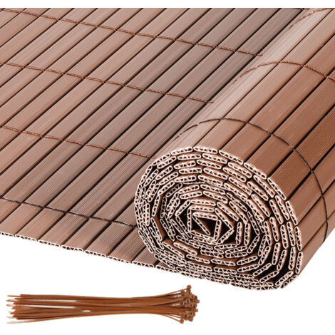 Hengda Canisse in PVC per il giardino. Recinzione frangivento per balconi. Balcone o terrazza a doppia faccia. Marrone 120 x 800cm