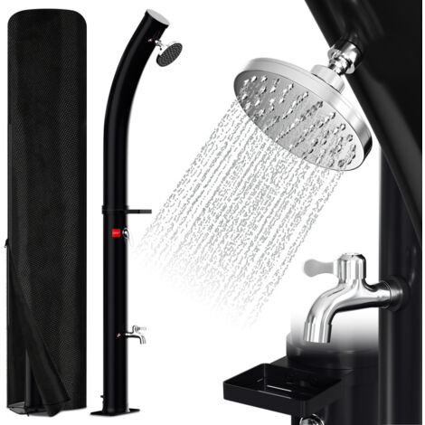 SWANEW Doccia solare da giardino - soffione rotondo, doccia curva, doccia per piscina esterna, con coperchio di protezione, 20L, 220 cm