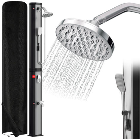 Doccia solare 60L con copertura protettiva, con doccetta, in argento Doccetta estiva Doccetta da giardino Doccetta da esterno Doccetta da piscina