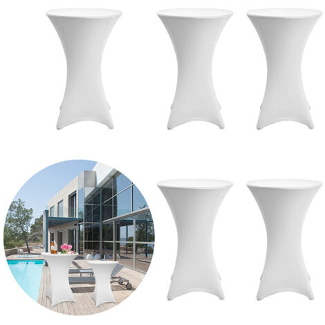 Hengda Set di 5 copritavolo bianchi per tavolo pieghevole alto 105 cm.Bianco. Ø 80-85 cm (1/5)