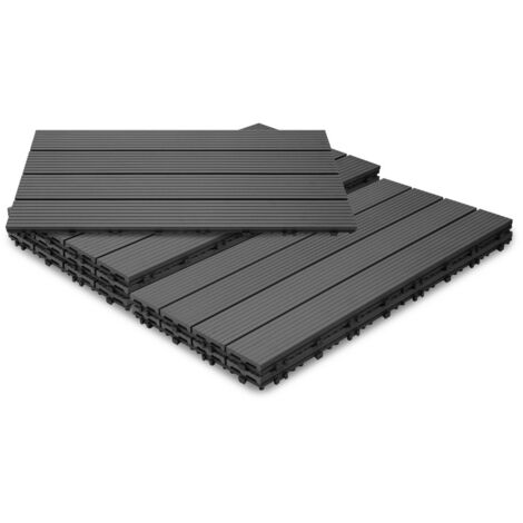 SWANEW Piastrella per terrazza Piastrelle per giardino ad incastro Rivestimento Piastrelle ad incastro in legno composito WPC 60x30 antracite 60pz
