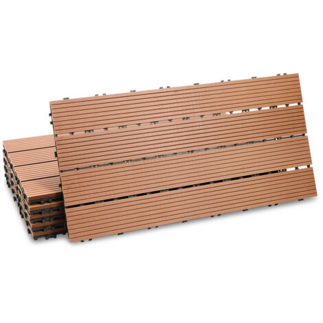 SWANEW Piastrella per terrazza Piastrelle per giardino ad incastro Rivestimento Piastrelle ad incastro in legno composito WPC 60x30 marrone 18pz