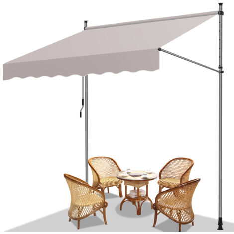 SWANEW Tenda da sole manuale retrattile maniglia del balcone anti-ultravioletto beige 4m (1/5)