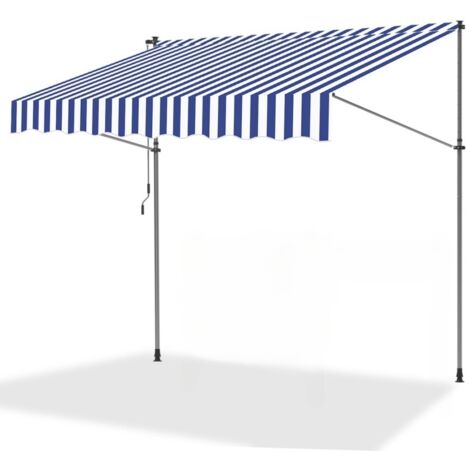SWANEW Tenda a bracci manuale Tenda retrattile senza foratura 200x120cm Bianco Blu (1/5)