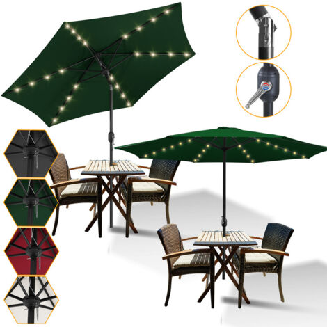 Hengda Ombrellone da giardino Dia 270 CM Strucutre en Métal Robuste Anti-UV, Verde, Ombrellone hawaiano, Ombrellone da esterno, con 36 LED solari (1/5)