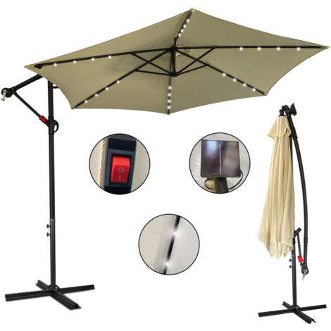 SWANEW Ombrellone Deporté Jardin Pavillon de jardin avec éclairage LED 300cm - Beige (1/5)