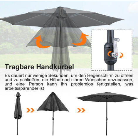 Ombrellone da Giardino 300 cm con 40 Luci LED a Energia Solare