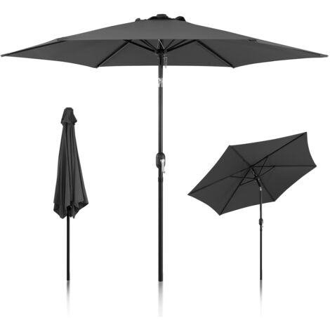 Hengda Ombrellone da giardino dritto con protezione UV e funzione inclinabile Ø270cm Grigio (1/5)