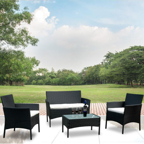 SWANEW Soggiorno Salotto Scelta del colore Set da balcone Mobili da giardino Divano in polyrattan (1/5)