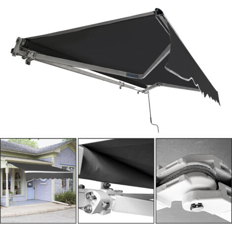 Hengda Tenda da sole retrattile per balconi con tessuto resistente ai raggi UV e all'acqua angolo regolabile 0-30° 250x200cm Grigio (1/5)