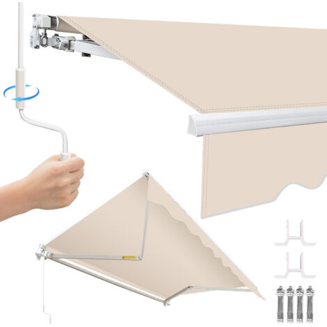 Hengda Tenda da sole manuale 300 x 250 cm Beige Tenda da sole per balconi articolata Protezione solare Giardino Terrazza (1/5)