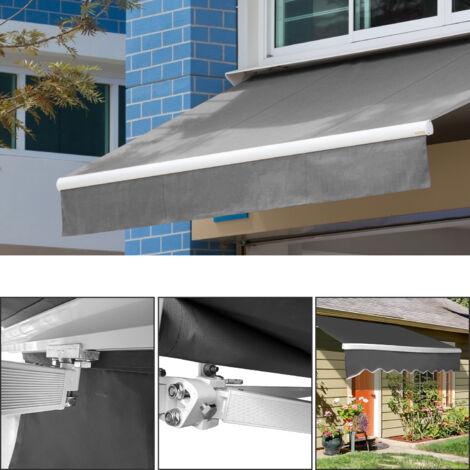 Hengda Tenda da sole retrattile per balconi con tessuto resistente ai raggi UV e all'acqua angolo regolabile 0-30° 250x200cm Grigio (1/5)
