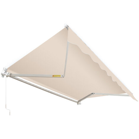 Jopassy Tenda da sole Tenda retrattile a comando manuale in alluminio+poliestere con manovella Rivestimento in PA per terrazza/tetto Beige 250x200cm (1/5)
