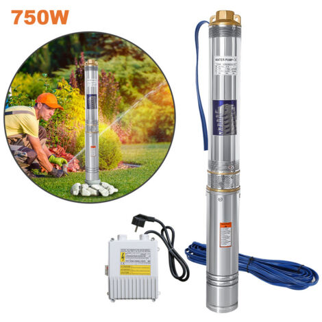 Hengda Pompa per Pozzi Profondi 0.75 KW 92MM. Pompa per Acqua Sommersa da 4000L per Ora con Cavo 20M