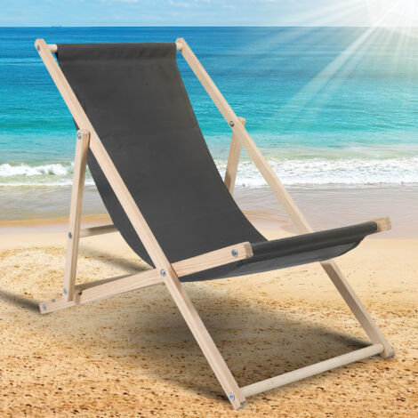 SWANEW Sedia pieghevole Chilian Lounge Chair Terrazza in legno Sedia pieghevole Chilian Lounge Chair Grigio (1/5)