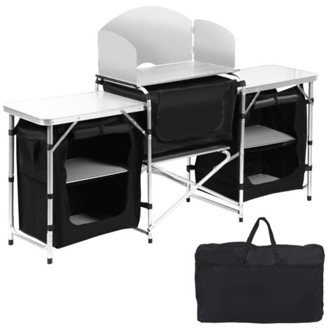SWANEW Cucina da Campeggio Pieghevole con Struttura in Alluminio, 5 Scomparti, Piano d'Appoggio e Borsa per il Trasporto (Tye A, 5 scomparti) (1/5)