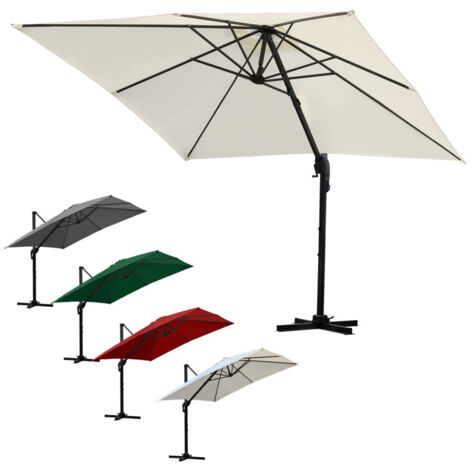 SWANEW Ombrello offset inclinabile 300x300CM, ombrellone da giardino pieghevole, base trasversale girevole a 360° Protezione UV, Beige