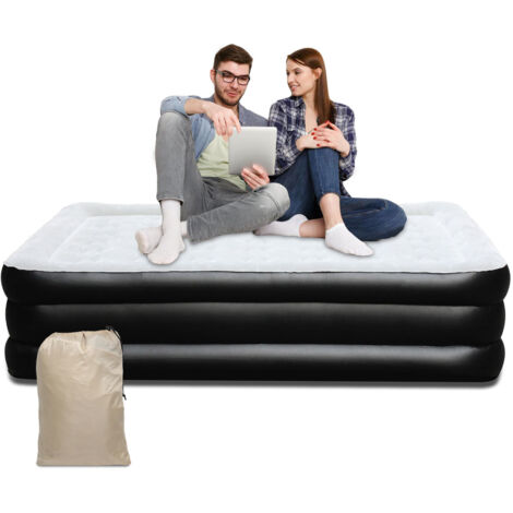SWANEW Materasso gonfiabile Autogonfiabile Letto singolo Borsa da trasporto inclusa grigio nero per 1 persona 19010046cm (1/5)