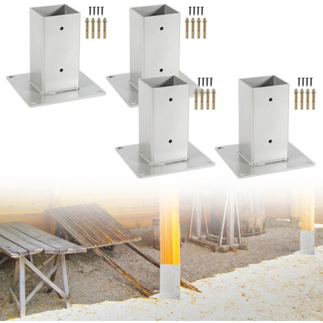 Hengda 4x Manicotto a vite Piede per palo Supporto per recinzione per pali quadrati in legno 100x100mm