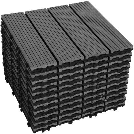 Hengda Piastrella per terrazza Piastrelle in legno composito WPC 30 x 30 cm Piastrelle a clip per giardino esterno 55x antracite